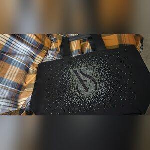 Victoria's Secret Black Sparkle Shine Tote Bag NEW